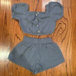 Rylee + Cru Skipper Top & Shorts Matching Set | Blue | 4-5 years